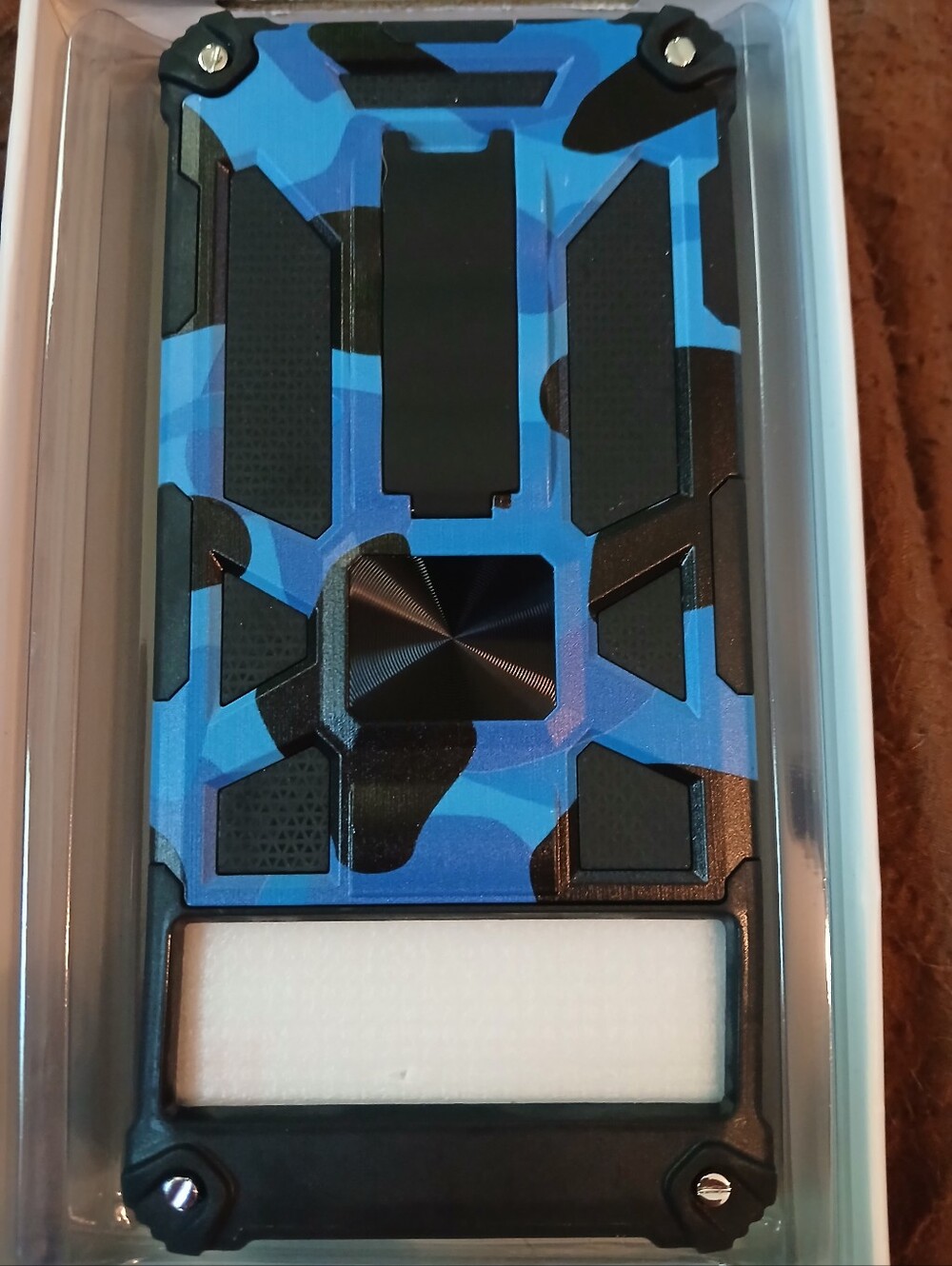 Blue Camouflage Rugged Armor Phone Case. Fits Samsung Galaxy S23 Ultra W/Stand